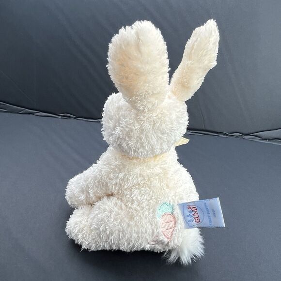 Baby GUND Funny Bunny Plush Rattle Toy Yellow and White Bow EUC - Picture 7 of 8